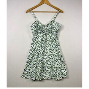 Cottagecore Picnic Missufe Women Small White Blue Floral Ditsy Mini Sundress